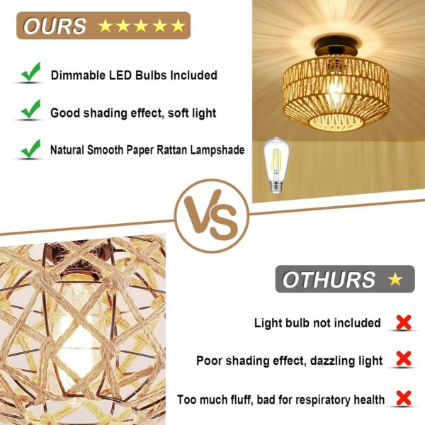 c0fad921b7074d6cb7c8020413aa6094_39cf170de887777dd8945c16f9079beb Boho Light Fixtures Ceiling Mount,Mini Rattan Chandelier Light Fixture with Dimmable LED Bulb,Hand Woven Ceiling Light Fixtures Flush Mount for Hallway Bedroom Kitchen Entryway Living Room