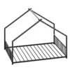 Full size children's bed frame with LED light strips, roof-shaped iron frame bed, Black,78.5" L x 55.9" W x 58.4" H.