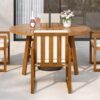 5-Piece Outdoor Patio Dining Set Acacia Wood Outdoor Dining Set Patio Furniture Set with Four  Armchairs and a Table for Garden, Balcony, Backyard, Beige