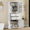 Storage Cabinet with Multi-Functional Storage Space for Kitchen/Bathroom/Dining Room/Living Room , 2 Drawers with Slide Rails, Adjustable Shelf, White
