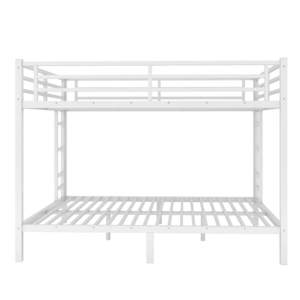 Metal Queen over Queen Bunk Bed for Teens and Adults,Space-Saving/Noise Reduced/No Box Spring Needed,White