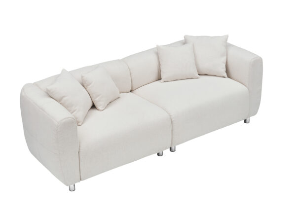 c327634d53cc47f2b0e6658dbd123c0a_a71b277dd00d30096d68764cb82a555a 89 inch Sofa for Living Room, Fashion Sofa with Metal Legs, 3 Seater Sofa, Solid Wood Frame Couch with 4Pillows, for Apartment Office Living Room - White