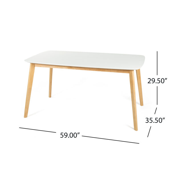 5-Piece Mid-Century Modern Dining Set - Solid Wood Frame Table + 4 Beige Upholstered Chairs(White Oak+Gray)