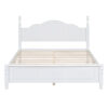 Queen Size Wood Platform Bed Frame,Retro Style Platform Bed with Wooden Slat Support,White