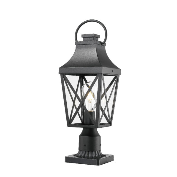 Outdoor Post Light,Lamp Post Light Fixture,Post Lantern with Pier Mount Base,Textured Black,21.3in,Suitable for Gardens, Yards or Entrances (2 pack)
