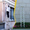 Telescopic ladder, 9.5 foot aluminum button telescopic ladder with 2 triangular stabilizers and hooks, multi-purpose ladder, maximum load-bearing capacity of 330 pounds, suitable for industrial and ho