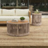 Rustic Industrial Table Set of 2,Coffee Table & Side Table with Woven Rope Design, Modern Functionality Stylish Table Set for Living Room and Home Decor-Rope Beige