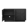 TREXM 4-Door Large Storage Sideboard, Wood Sideboard Cabinet with Semi-Circular Handles and Adjustable Shelves for Dining Room, Kitchen, and Living Room (Black)