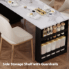K&K 82.7 inch Kitchen Island with Extendable Dining Table for 4-6 Person,Faux Mable Kitchen Table with Double-sized Storage,Power Outlet,Kitchen island with Storage 2 Drawers 2 Side Open Shelves,Black