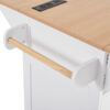 K&K 55.7'' Large Kitchen Island with 2 Drop Leaf,, Rolling Kitchen Cart on 5 Wheels with Power Outlet, Folding Storage Dining Table with Spice & Towel Rack , 3 Drawers, for Kitchen, Dining Room,White