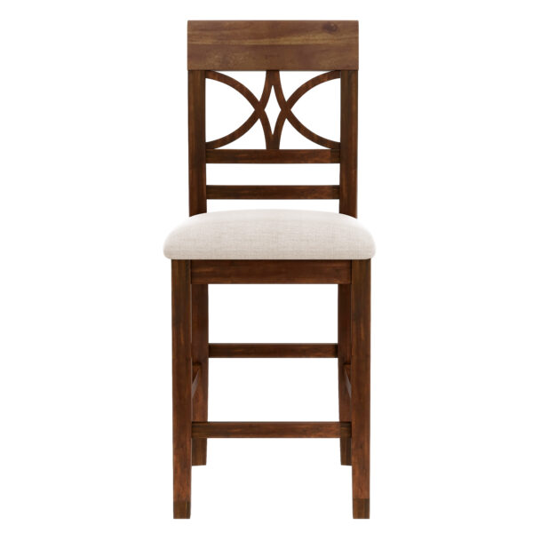 TOPMAX 6-Piece Wood Counter Height Dining Table Set with Storage Shelf, Kitchen Table Set with Bench and 4 Chairs,Rustic Style, Walnut+Beige Cushion (old sku: SH000257AAD)