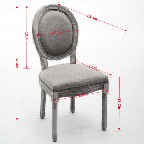 A&A Furniture,French Style Solid Wood Frame Antique Painting Linen Fabric Back Dining Chair,Set of 2,SW1845OL,Olive Green