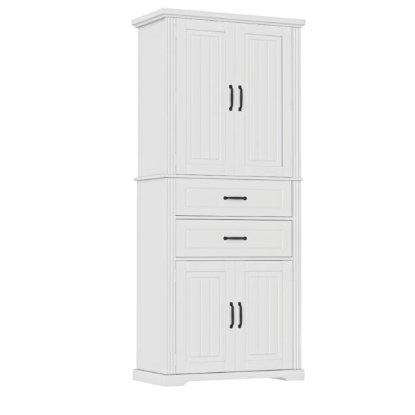Storage Cabinet with Multi-Functional Storage Space for Kitchen/Bathroom/Dining Room/Living Room , 2 Drawers with Slide Rails, Adjustable Shelf, White