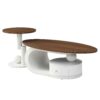 Luxury Nesting Coffee Table Set of 2,  Tables with Storage for Living Room, Oval and Round Table Set, White Center Table, Cocktail Table, Side Table,  Large 47.24'', Small 19.69''