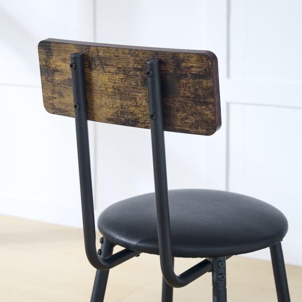 c89bb6769cd7412e94618d1d43da5877_20240113_79f9e4e7e62077a3f749a4c844c65597 Round bar table and stool set with shelf, upholstered stool with backrest, Rustic Brown, 24.17"W x 24.17"D x 36.02"H