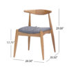 5-Piece Mid-Century Modern Dining Set - Solid Wood Frame Table + 4 Beige Upholstered Chairs(White Oak+Gray)