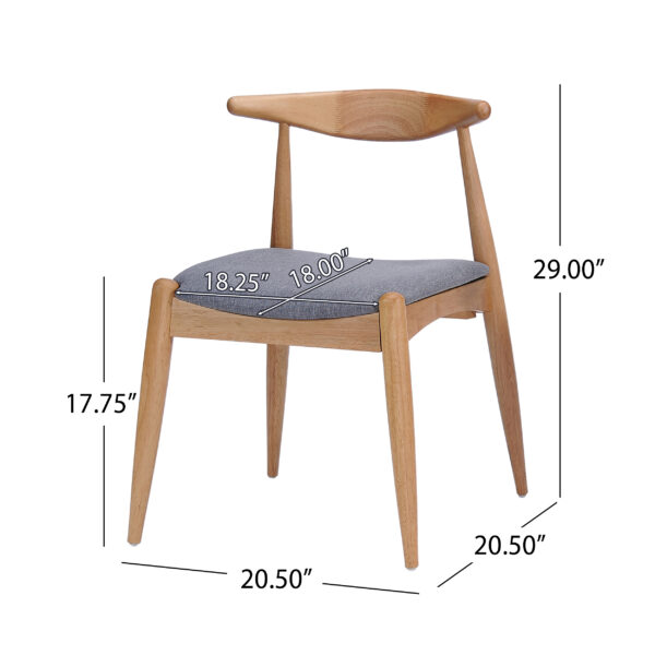 5-Piece Mid-Century Modern Dining Set - Solid Wood Frame Table + 4 Beige Upholstered Chairs(White Oak+Gray)