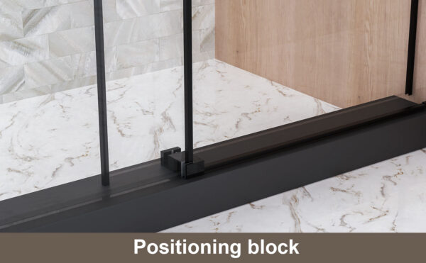 c8ed99ccd05642039b64cd4fe9fedf00_a669fae7da63e2d83347c0f7f46267bc Frameless Single sliding shower door 60 "W x 76" H, 1/4 "(6 mm) Clear Tempered Glass, Explosion Proof Film, Stainless Steel Handle Square Tube Track ,Matte Black