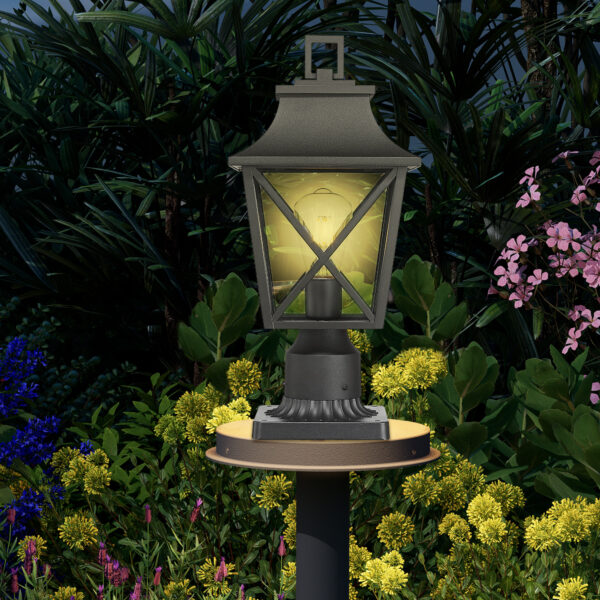 Outdoor Post Light, Black Pole Lantern Lighting Fixture with Pier Mount Base Hard Wired, Outdoor Column Lights Exterior Lamp Post Lantern with Glass for Garden Yard Patio Path (2 pack)