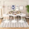 31.50"Modern Octagonal Coffee Table with Printed White Marble Table Top,Metal Base, for Dining Room, Kitchen, Living Room