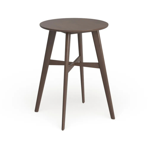 Mid-Century Modern Round Wooden Bar Table – 42" High Bar Table with Tapered Legs for Kitchen, Dining Room or Home Bar, Natural Walnut