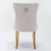 A&A Furniture,Nikki Collection Modern, High-end Tufted Solid Wood Contemporary Velvet Upholstered Dining Chair with Golden Stainless Steel Plating Legs,Nailhead Trim,Set of 2,Beige and Gold, SW1601BG