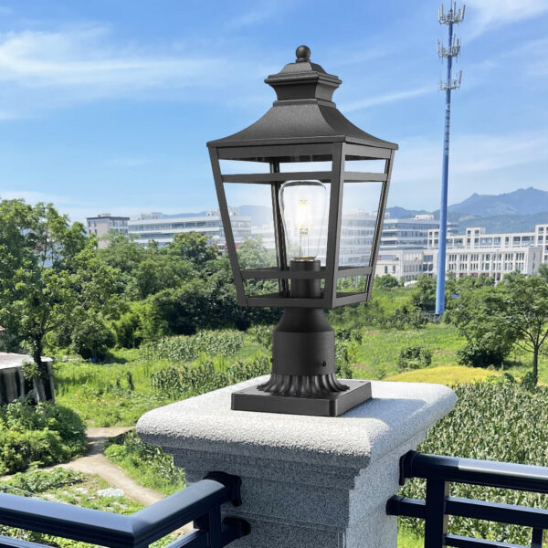 Large Outdoor Post Lights Lamp Post Light Fixture, 18.1inch Waterproof Aluminum Post Lamp with Clear Glass, Fence Post Deck Lighting for Garden, Patio, Pathway (2 pack)