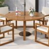 5-Piece Outdoor Patio Dining Set Acacia Wood Outdoor Dining Set Patio Furniture Set with Four  Armchairs and a Table for Garden, Balcony, Backyard, Beige