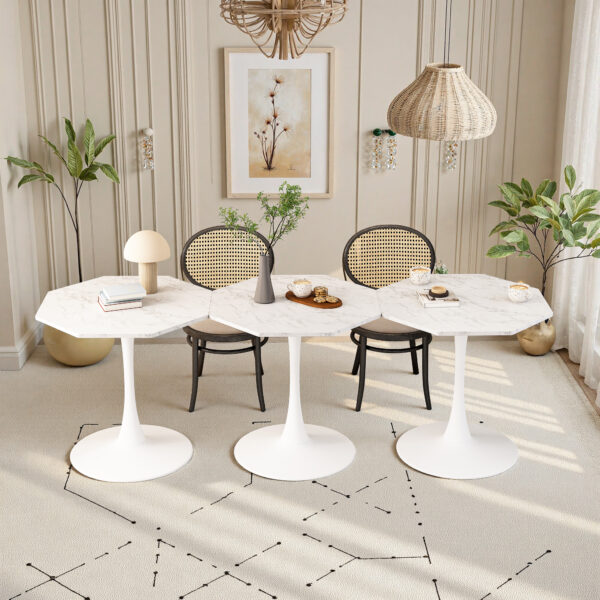 cdf247204e6245c99c19954fc290994e_9a671392707d229f597b58bb220b001c 31.50"Modern Octagonal Coffee Table with Printed White Marble Table Top,Metal Base, for Dining Room, Kitchen, Living Room