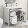 30'' Bathroom Vanity with Top Sink, Modern Bathroom Storage Cabinet with 2 Drawers and a Tip-out Drawer, Single Sink Bathroom Vanity