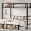 Twin over Twin & Twin Bunk Beds for 3, Twin XL over Twin & Twin Bunk Bed Metal Triple Bunk Bed, Black