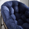 Outdoor Rattan Rocking Chair,Padded Cushion Rocker Recliner Chair Outdoor for Front Porch, Living Room, Patio, Garden, Navy blue