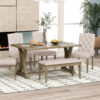 TREXM 6-Piece Farmhouse Dining Table Set, Rectangular Trestle Table and 4 Upholstered Chairs & Bench for Dining Room (Natural Wood Wash)