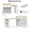 K&K 82.7 inch Kitchen Island with Extendable Dining Table for 4-6 Person,Two-tone Kitchen Table with Double-sized Storage, Power Outlet, Kitchen island with Storage 2 Drawers 2 Side Open Shelves,White