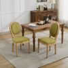 A&A Furniture,French Style Solid Wood Frame Antique Painting Linen Fabric Back Dining Chair,Set of 2,SW1845OL,Olive Green