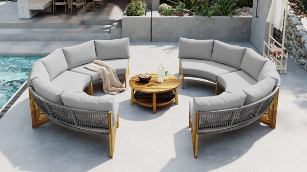 U_STYLE 6 - Person Outdoor Seating Group with Cushions and A Coffee Table(old sku:WY000379AAE)