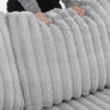 122 Inch Pull Out Couch, Rabbit plush Fabric Sofa Bed with USB Ports & Comfy Upholstered, Oversized U Shape Sectional Sleeper Sofa Bed with Storage Chaise, Grey