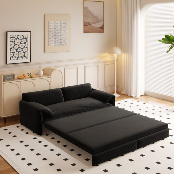 66" Queen Pull Out Sofa Bed, 3-in-1 Convertible Sleeper Sofa with Side Storage,Multi-Functional Velvet Loveseat Bed for Living Room,Bedroom,Apartment,Office.(Old Sku:W1885P154638/W1885P214784)