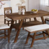 TOPMAX 6-Piece Wood Counter Height Dining Table Set with Storage Shelf, Kitchen Table Set with Bench and 4 Chairs,Rustic Style, Walnut+Beige Cushion (old sku: SH000257AAD)
