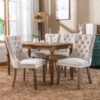 Nikki Collection Modern, High-end Tufted Solid Wood Contemporary Velvet Upholstered Dining Chair with Wood Legs Nailhead Trim 2-Pcs Set,Beige, SW2001BG