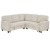 L-Shaped Sectional Sofa Bed with Pull-Out Bed & Storage, 5-Seat Sleeper Couch with USB Charging, Convertible Design for Living Room, Apartment, Corduroy Fabric, Beige