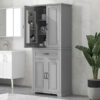 Bathroom Storage Cabinet with Doors and Drawer, Multiple Storage Space, Adjustable Shelf, Grey (Old Sku:WF308204AAE)