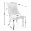 Rayon Cloth Flocking Linen Dining Chairs Channel Kitchen Dinner Chair Comfy Fabric Upholstered Accent Chair for Dining Room with Curved Solid Wood Legs,Set of 2 (Beige), SW1847BG