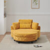 51-inch beige corduroy sofa with two throw pillows and a waist pillow with an extra tray for comfortable seating suitable for small apartment bedroom space