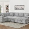 122 Inch Pull Out Couch, Rabbit plush Fabric Sofa Bed with USB Ports & Comfy Upholstered, Oversized U Shape Sectional Sleeper Sofa Bed with Storage Chaise, Grey