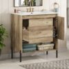 30" Modern Wood Fixture Bathroom Vanity, Bathroom Cabinet with Sliding Drawer, Bathroom Storage Cabinet with Ceramic Basin Sink Top, Single Bathroom Vanities Cabinet with Doors and Open Shelf