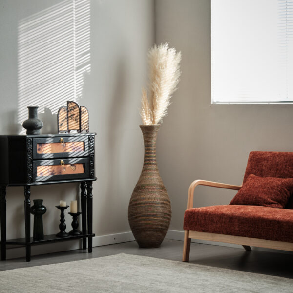d61eda515755497a9de6aa960588bd51_ff68c86d4b66bb91c166efbfd3ef2210 39-inch Tall Artificial Rattan Floor Vase in Elegant Beige - Statement Piece for Living Room Decor, Entryway, or Hallway - Versatile Home Accent for Dried or Silk Floral Arrangements