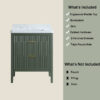 Fully Assembled 30''  Green Freestanding Single Sink Bathroom Vanity with Solid Wood Construction and Engineered Marble Top