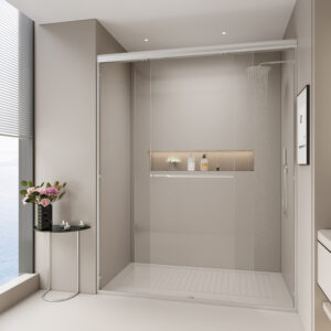 56-60 in. W x 72 in. H Double Sliding Shower Door, Semi-frameless Bypass Bathroom Sliding Door with 1/4" (6mm) Tempered Glass for Walk-in Shower, Brushed Nickel 24D03-60BNX