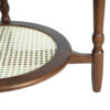 Mid-Century Style Coffee Table with Petal Shape and White Crackle Pattern Glass, 2-Tiered Coffee Table with Rattan, Walnut, 31.5"